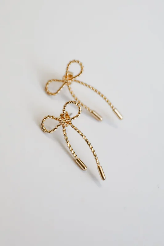 Simple women's earrings -Alissa Gold Twisted Bow Earrings