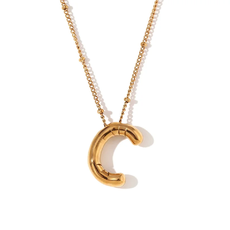 Party Balloon Letter Pendant Necklace - Gold-C