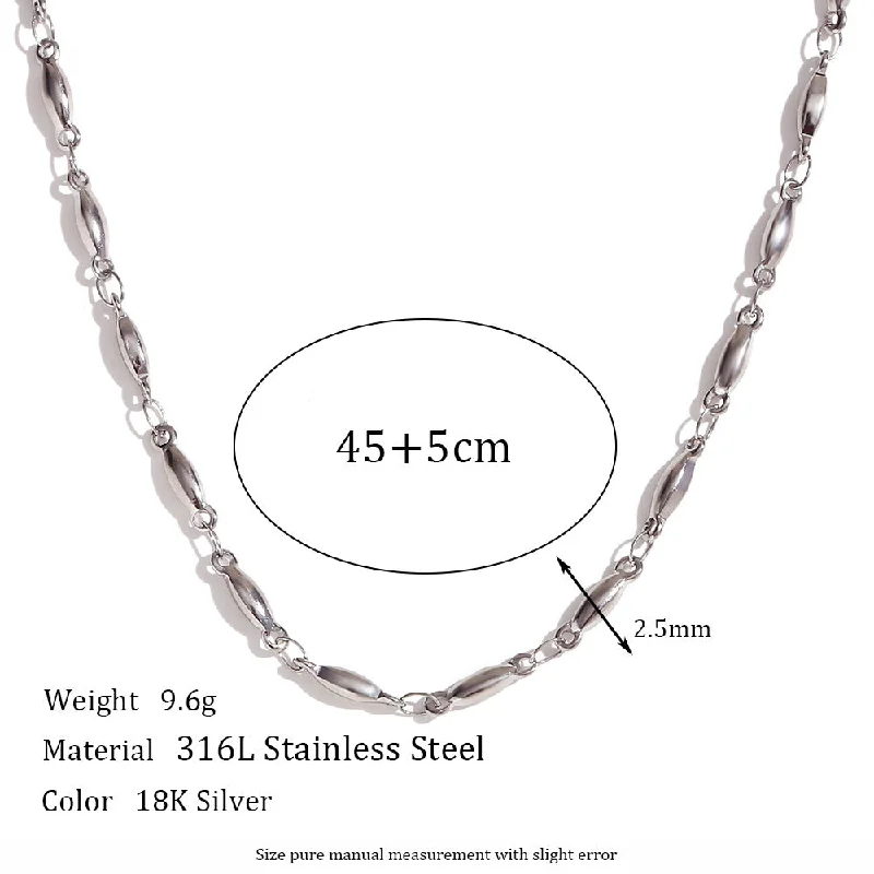 2.5mm Handmade Chain - Steel Necklace -45cm 5cm