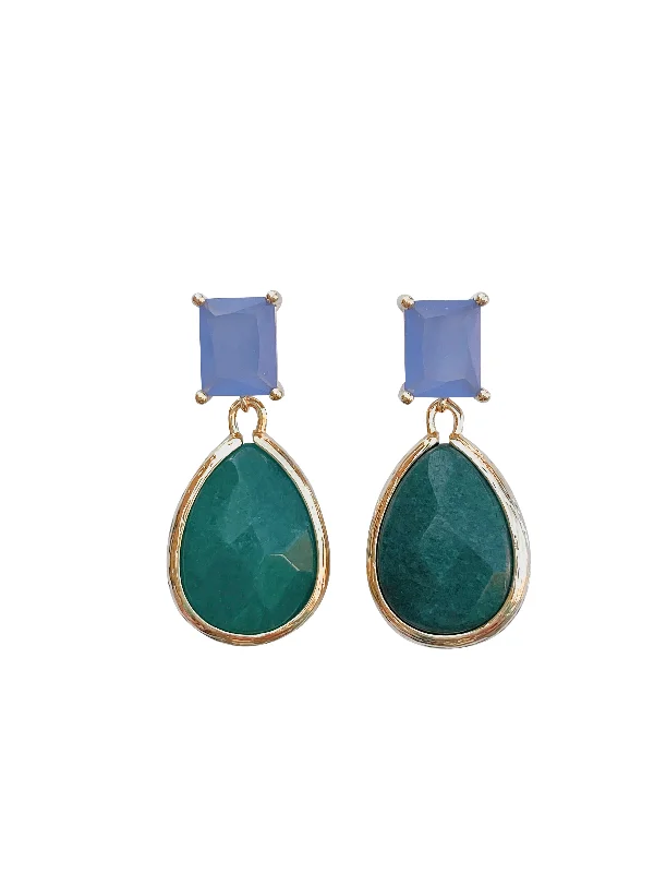 Wholesale women's earrings -Periwinkle and Emerald Green Earrings