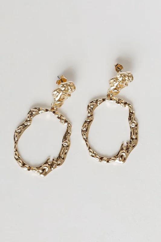 Exquisite women's earrings -Samantha Gold Hammered Drop Earrings