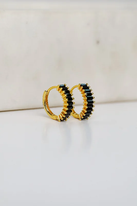 Hoop earrings for women -London Rhinestone Mini Hoop Earrings