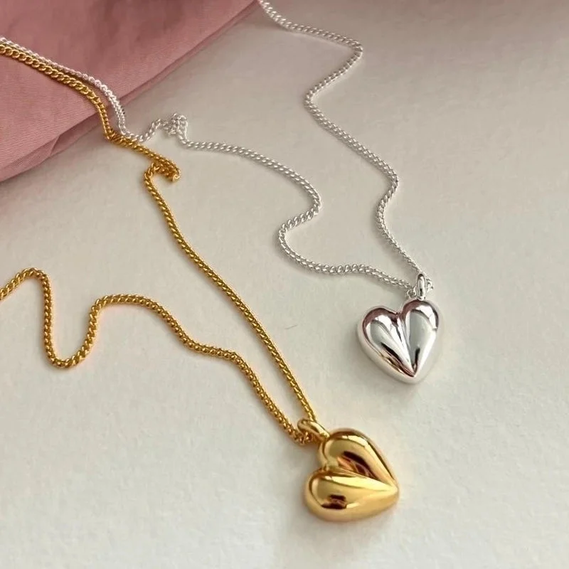 Women’s dainty necklaces-Simple Style Heart Shape Sterling Silver Plating 18k Gold Plated Pendant Necklace