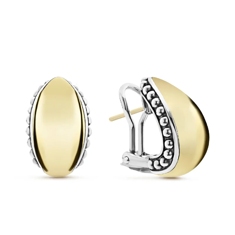 Layered women's earrings -High Bar 18K Gold Station Caviar Huggie Earrings