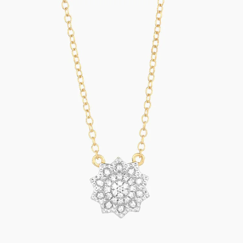 Women’s silver heart necklaces-Ella Stein 14K Yellow Gold Plated Flower Burst Diamond Necklace