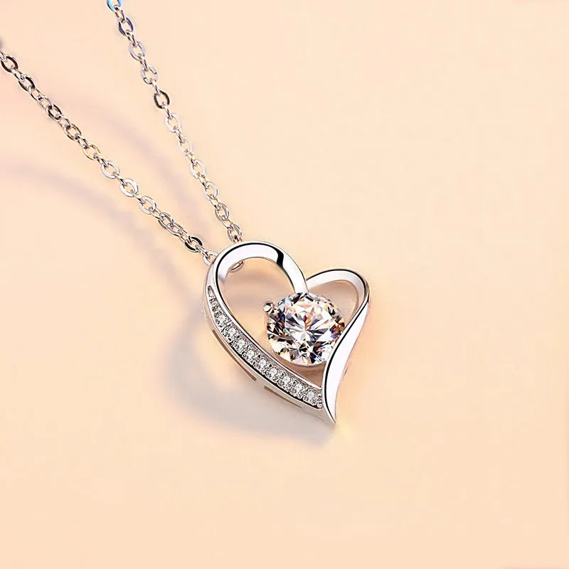 Women’s zodiac necklaces-Titanium Steel Copper Plating Heart Shape Zircon Pendant Necklace