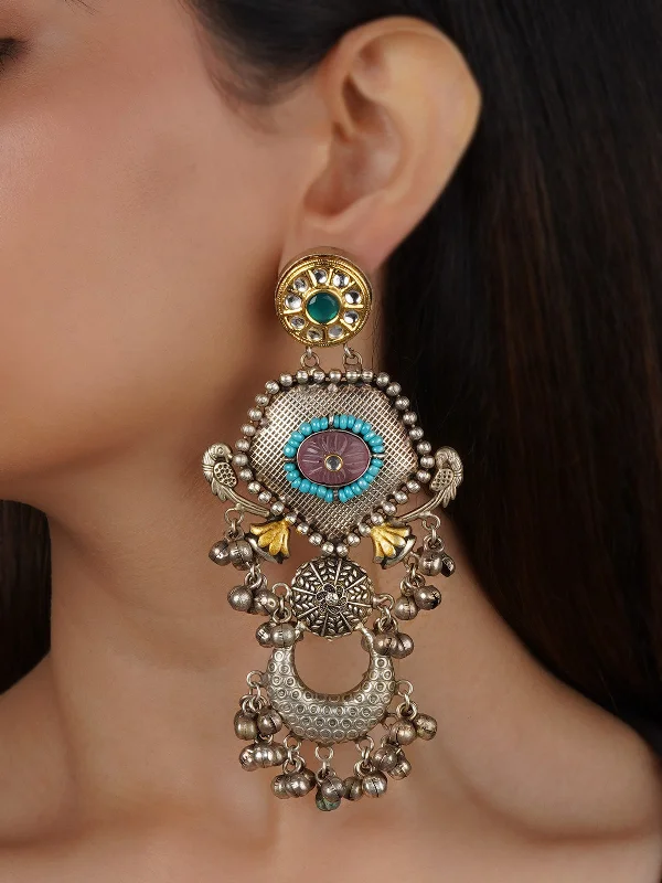 Diamond-studded women's earrings -Tribal Earrings - EK-SFEAR354