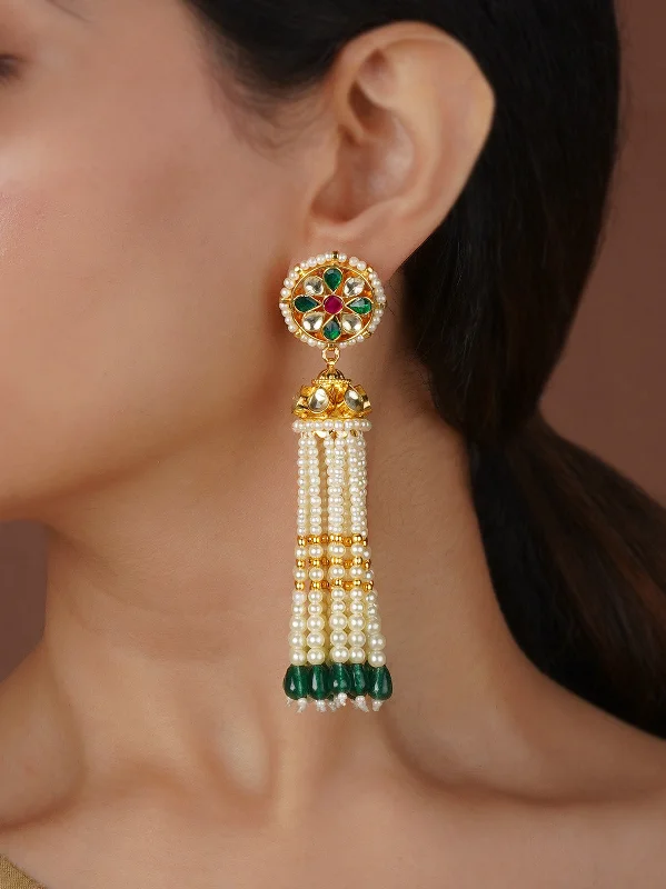 Exquisite crystal women's earrings -Multicolor Gold Plated Jadau Kundan Earrings - ME1290M