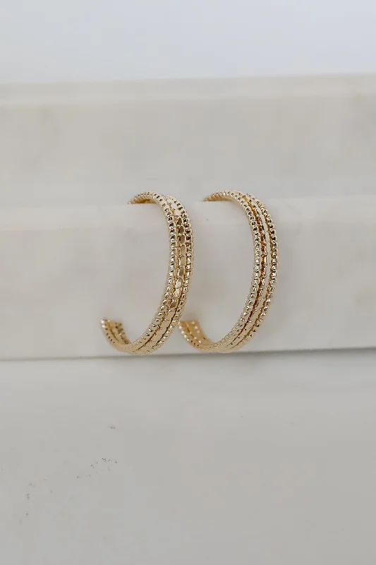 Outdoor women's earrings -Lindsay Gold Hoop Earrings