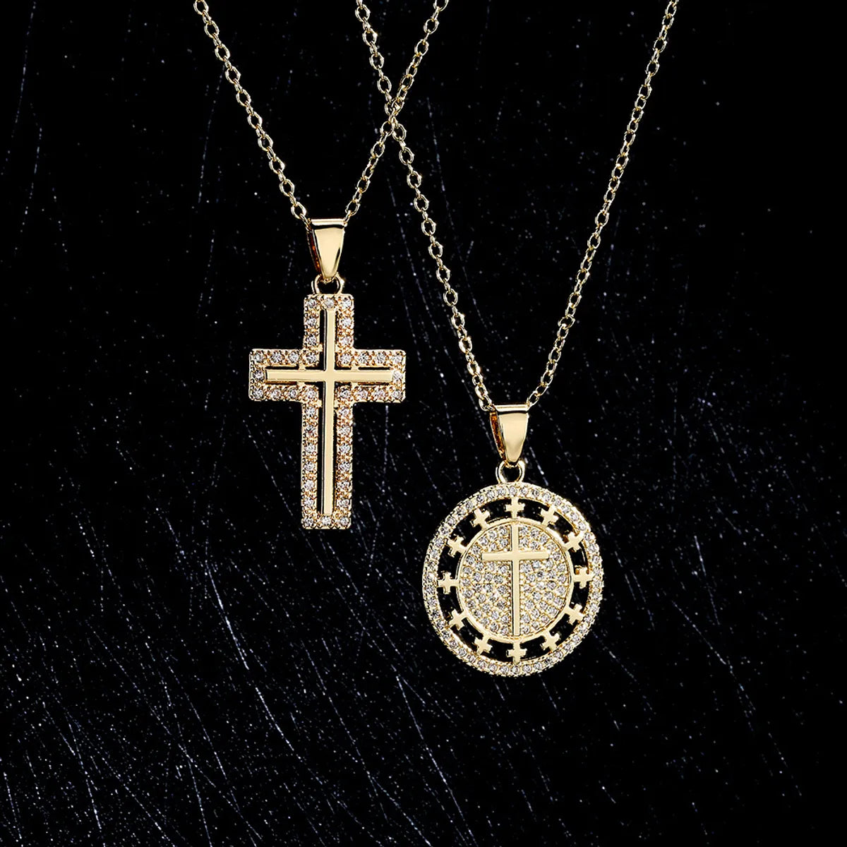 Women’s silver necklaces-Religious Jewelry Copper-Plated 18k Gold Zircon Cross Pendant Necklace