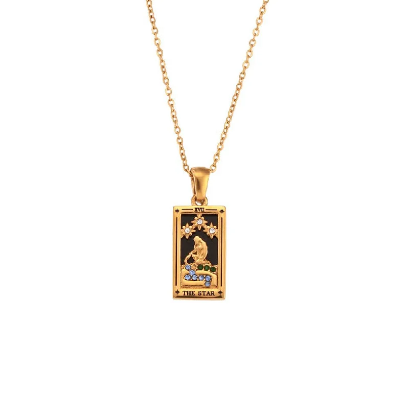 Rectangular Drop Oil Zircon Tarot - Star