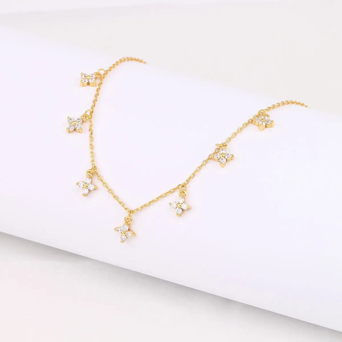 Women’s geometric necklaces-Sweet Flower Sterling Silver Plating Inlay Zircon White Gold Plated Gold Plated Necklace