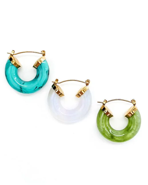 Fashionable women's earrings -Ellbelle Chunky Acrylic Earring Hoops || Choose Color