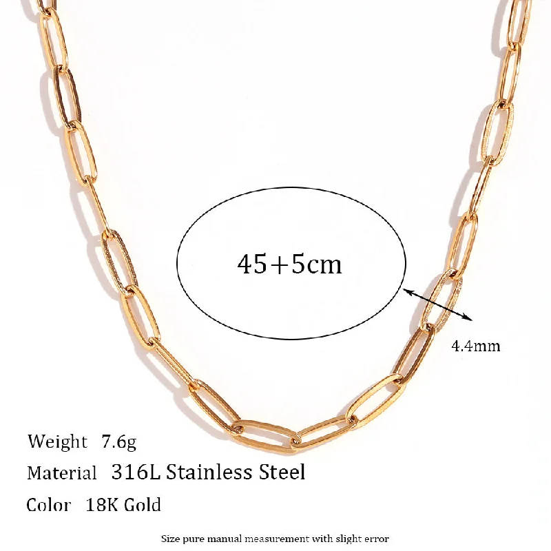 4.4mm paperclip chain - gold necklace -45cm 5cm