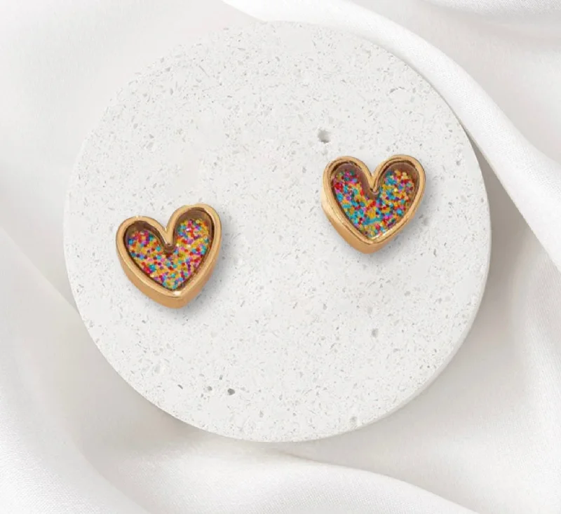 Women's hoop earrings -Beautiful Glitter Heart Earrings