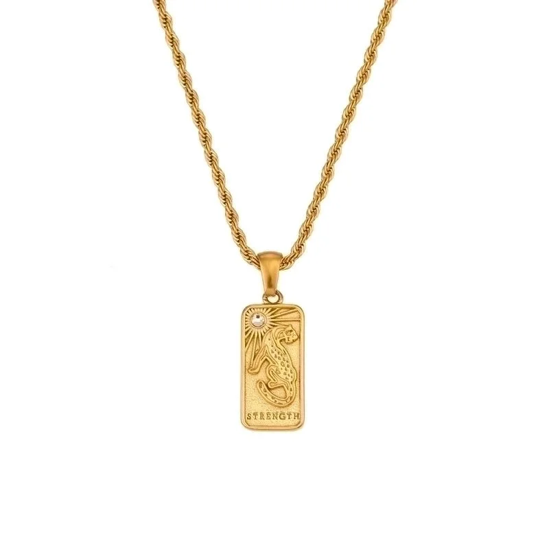 Tarot Hemp Flowers Chain Necklace-Gold-Power