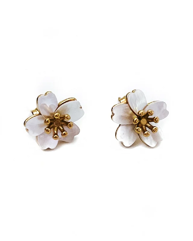 Elegant women's earrings -Edwina Flower Stud Earrings