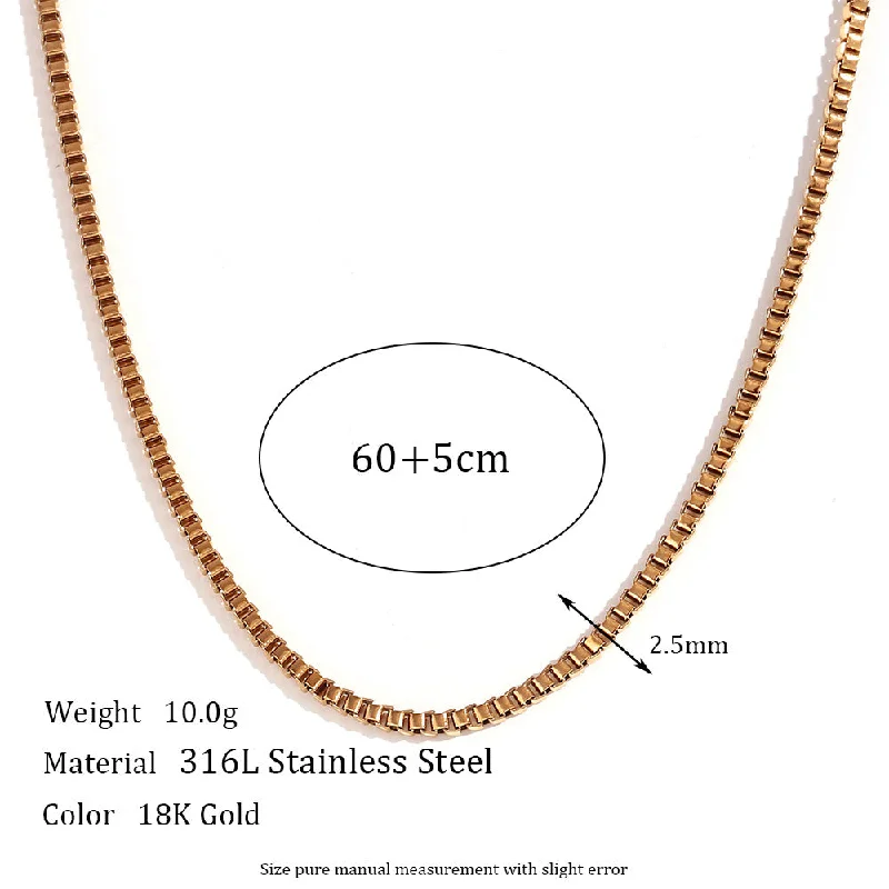 2.5mm Box Chain - Gold Necklace -60cm 5cm