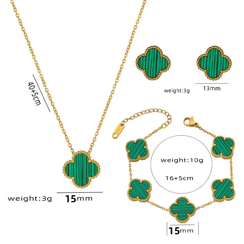 913-1.5 Large Green Clover Three piece Set