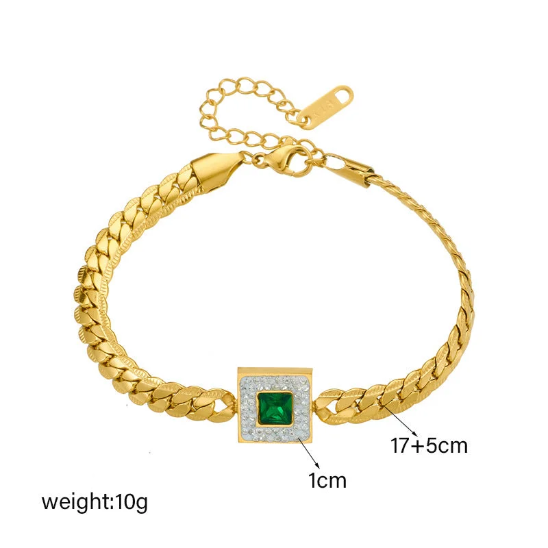 Women’s clasp necklaces-Fashion Women Square Chain Titanium Steel Electroplating Jewelry Sets