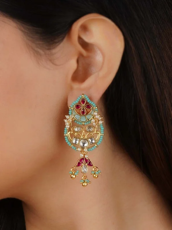 Women's earrings for summer -Multicolor Gold Plated Mishr Earrings - MR-E221M