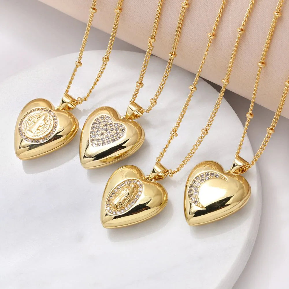 Women’s blue sapphire necklaces-Copper 18K Gold Plated Elegant Vintage Style Simple Style Plating Inlay Heart Shape Zircon Pendant Necklace