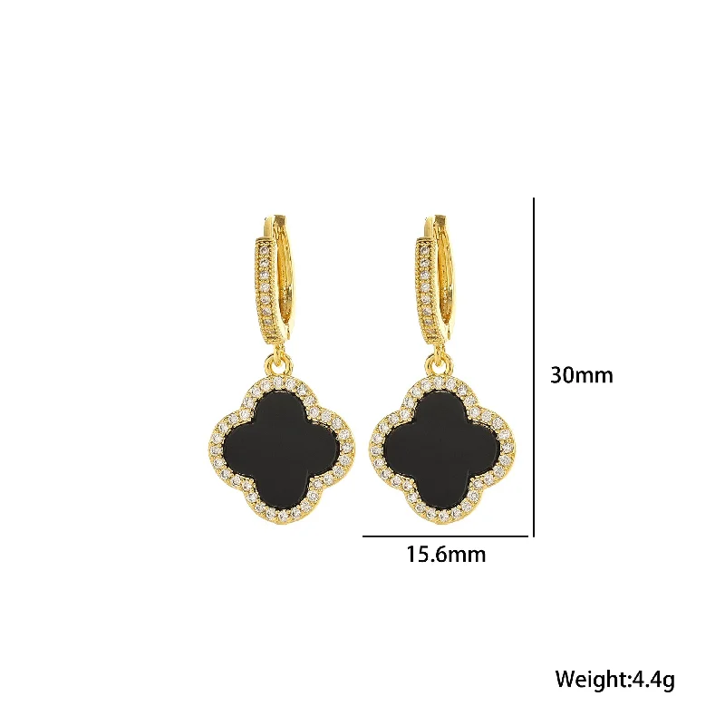 542 Gold Black Earrings