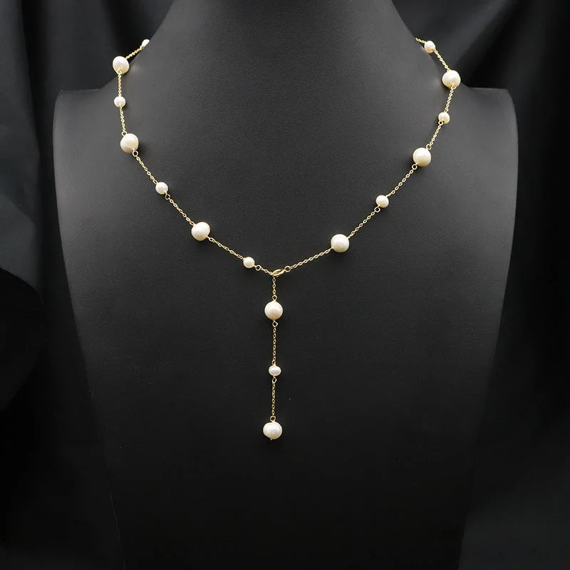 Starry Large and Small Pearls Adjustable Necklace