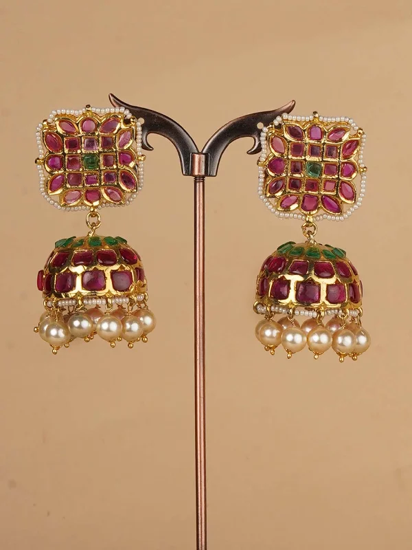 Small women's earrings -Multicolor Gold Plated Mishr Earrings - MR-E161