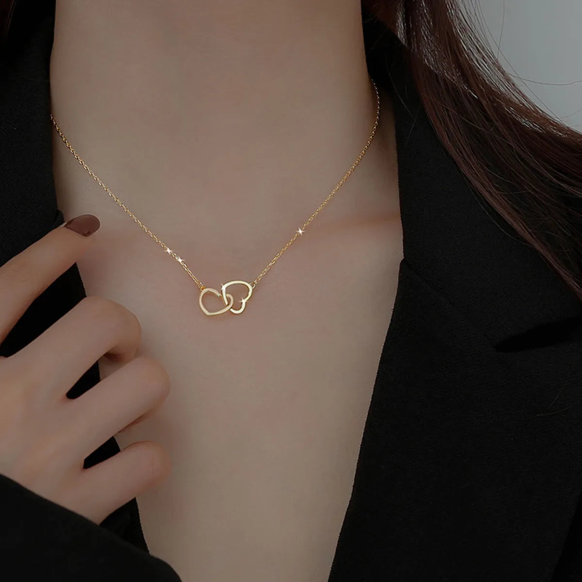 Women’s fashion choker necklaces-Wholesale Jewelry Simple Style Heart 304 Stainless Steel 18K Gold Plated Plating Necklace