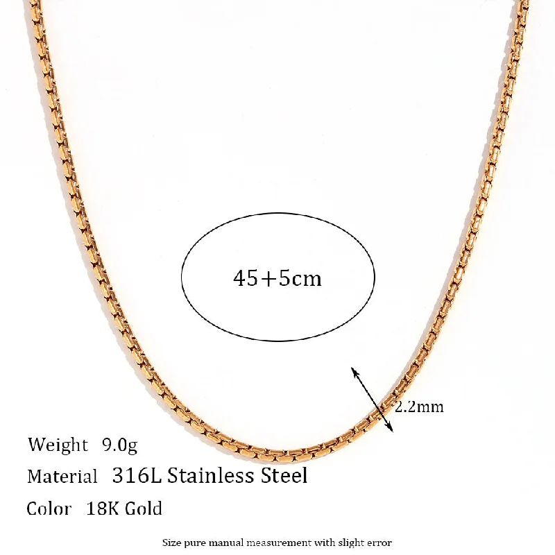 2.2mm Hammer Round Pearl Chain - Gold Necklace -45cm 5cm