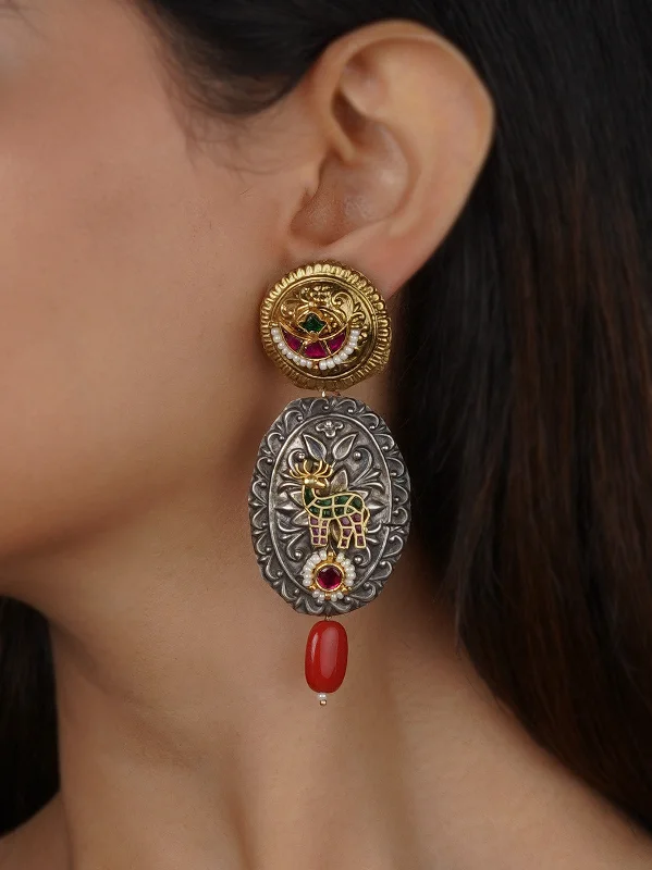 Pearl earrings for women -Multicolor Tribal Earrings - EK-SFEAR419M