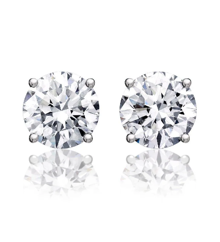 Designer women's earrings -2 ct Round Brilliant Cut Diamond Stud Earrings