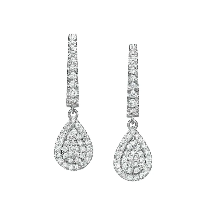 Trendy round women's earrings -Pear Shaped Diamond Cluster Dangle Earrings