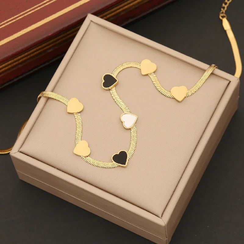 Women’s zodiac necklaces-Fashion Heart Stainless Steel Oil Dripping Necklaces