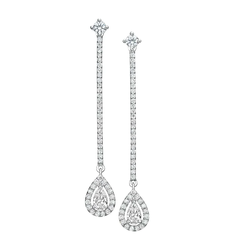 Round earrings for women -Pearfection Collection - 1.15 ct Drop Earrings of Diamonds in 18K White Gold