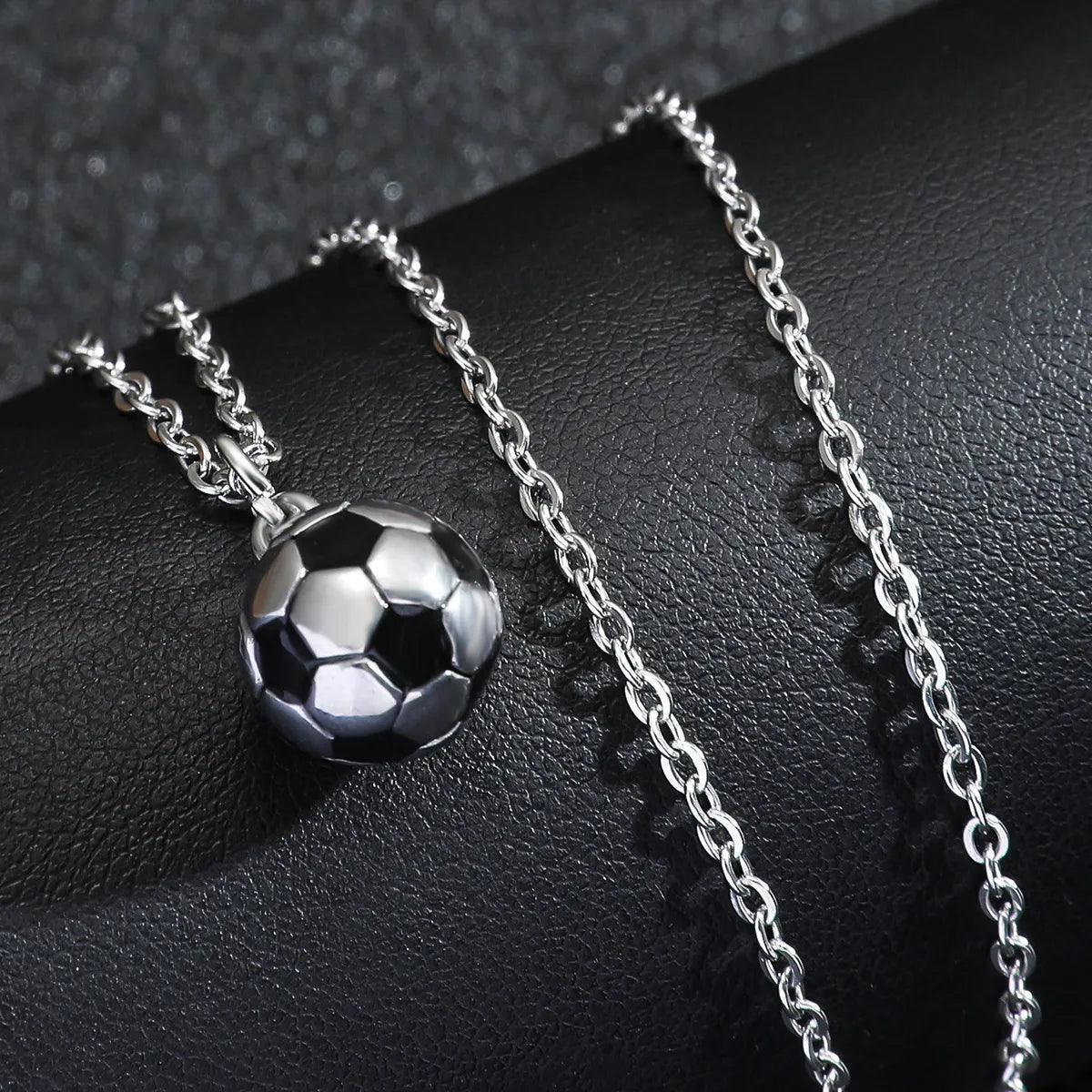 Women’s silver chain necklaces-Casual Basketball Football Stainless Steel Enamel Unisex Pendant Necklace