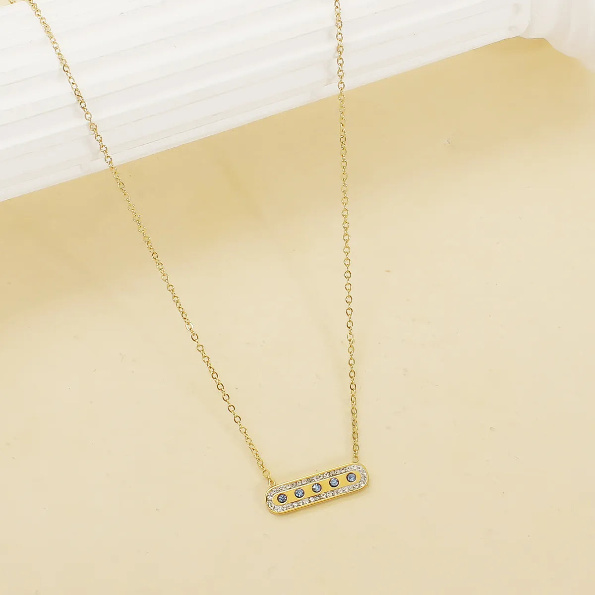 Women’s statement chain necklaces-304 Stainless Steel Copper 18K Gold Plated Inlay Rectangle Zircon Necklace