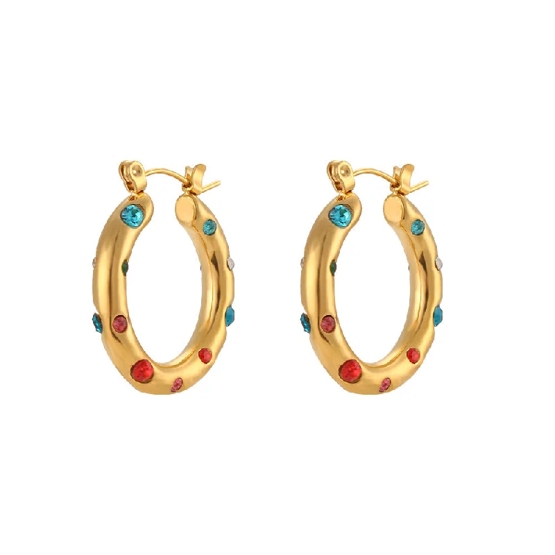 Gold Earrings - Colored Zircon