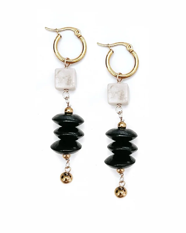 Pearl earrings for women -Camille Beaded Charm Hoop Earrings