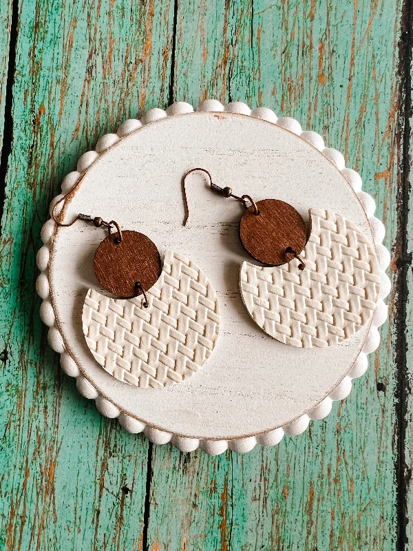 Bell earrings for women -Beautiful Wood and Cream Drop Earrings