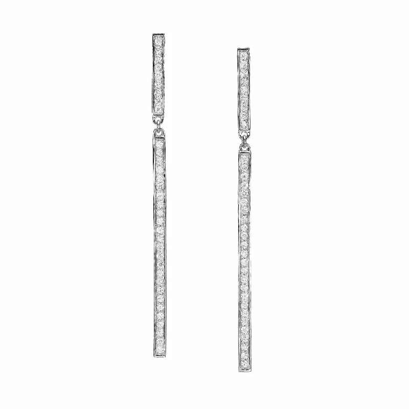 Sparkling women's earrings -Pave Diamond Bar Drop Earrings