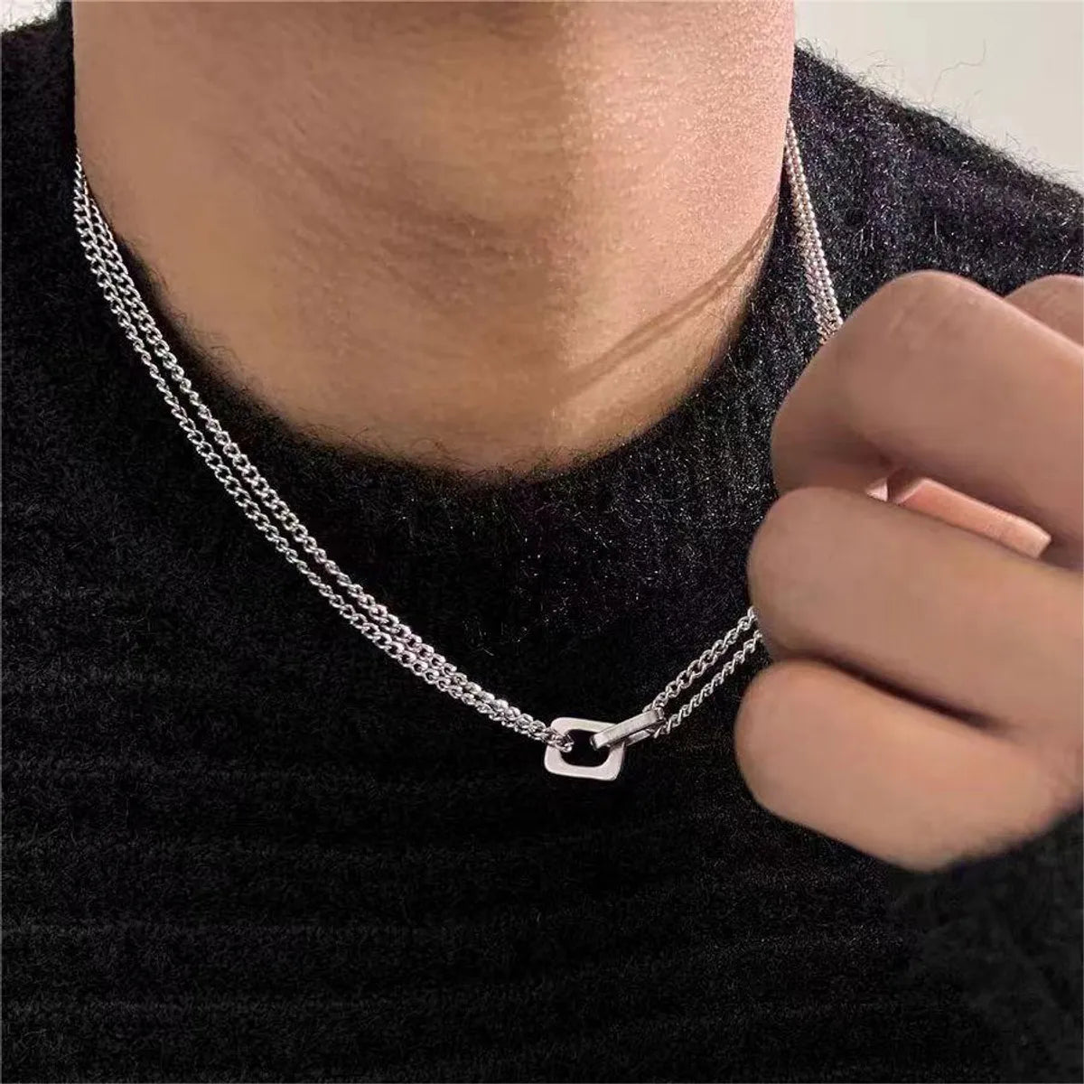 Women’s statement diamond necklaces-Hip-Hop Retro Solid Color Titanium Steel Polishing Men'S Necklace