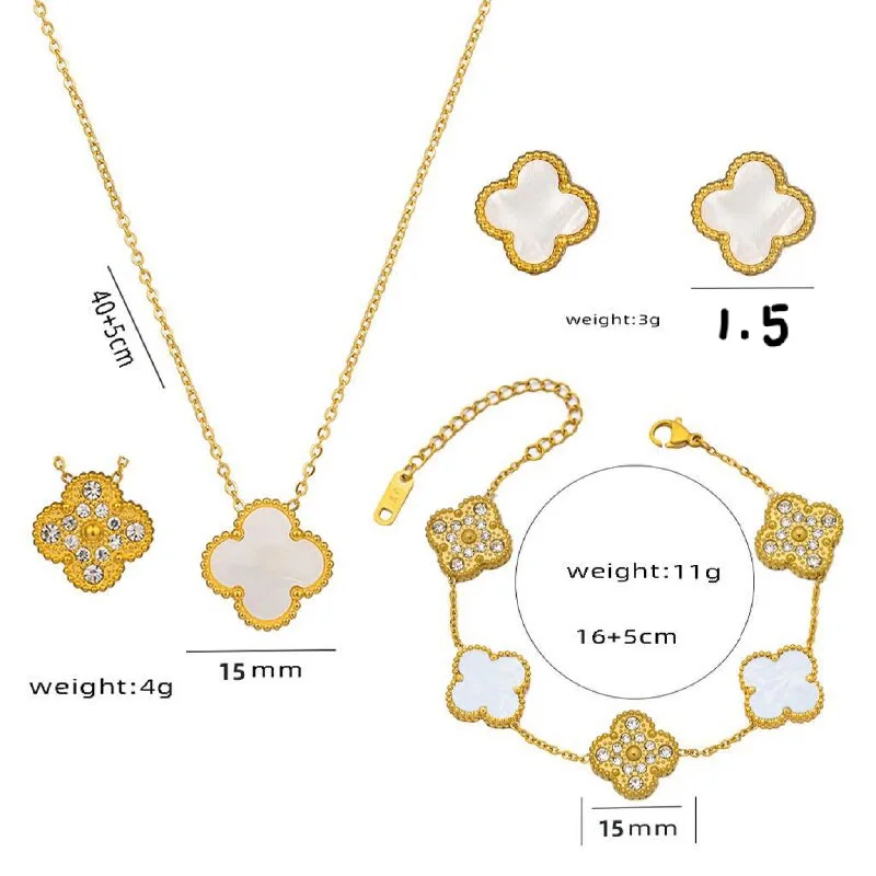 999 three piece set of gold and white shells