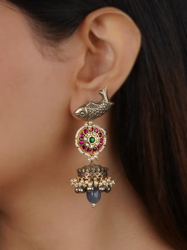 Delicate small earrings for women -Multicolor Tribal Earrings - EK-SFEAR386M