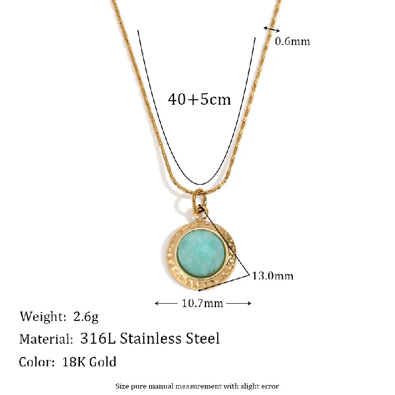 Women’s gemstone drop necklaces-Fashion Circle Square Geometric Stainless Steel 18K Gold Plated Necklaces