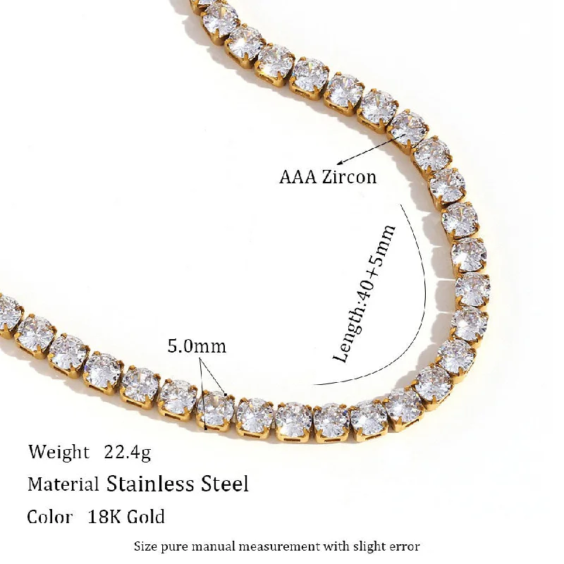 5mm Zircon Necklace 40 5cm - Gold