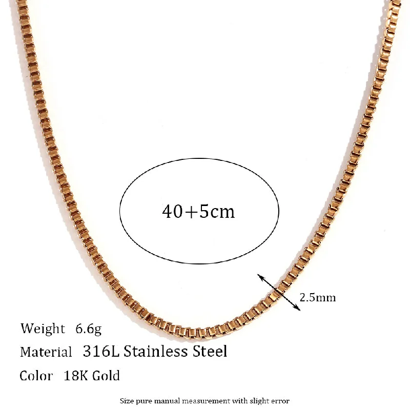 2.5mm Box Chain - Gold Necklace -40cm 5cm