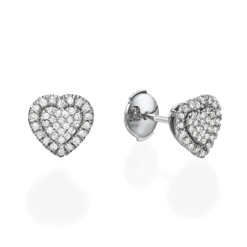 Floral earrings for women -Heart Shaped Diamond Cluster Earrings