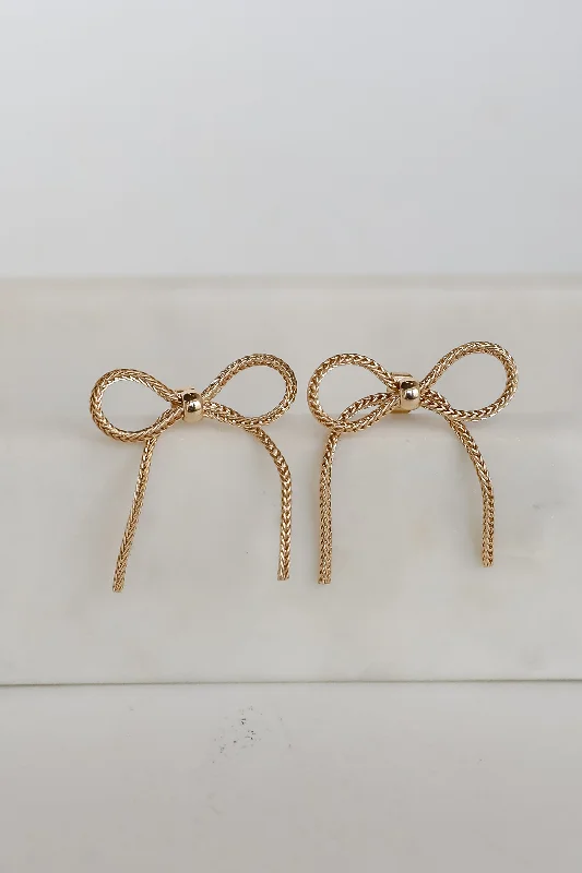 Exquisite classic women's earrings -Ava Gold Bow Earrings